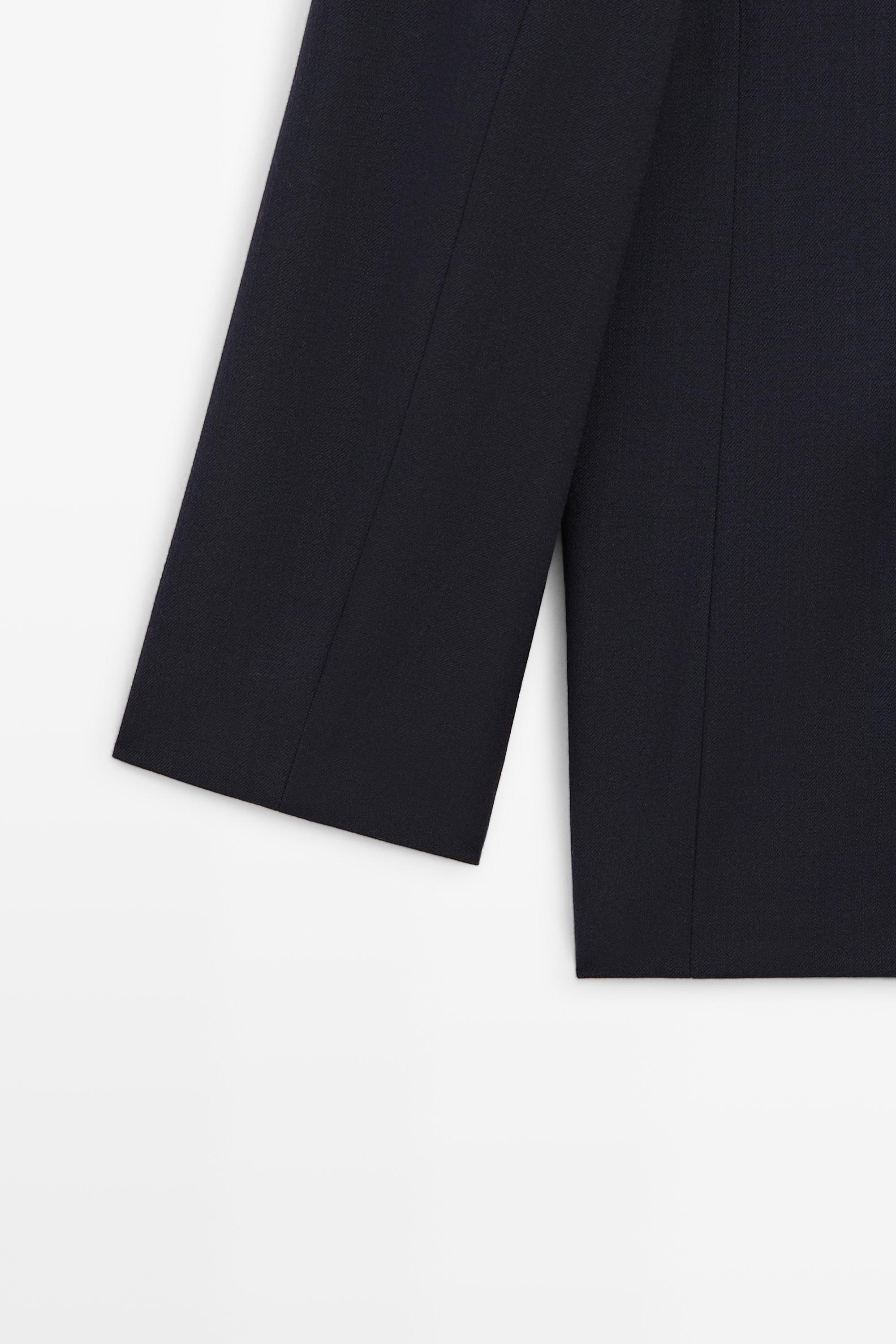 Blazer col montant en laine et daim
